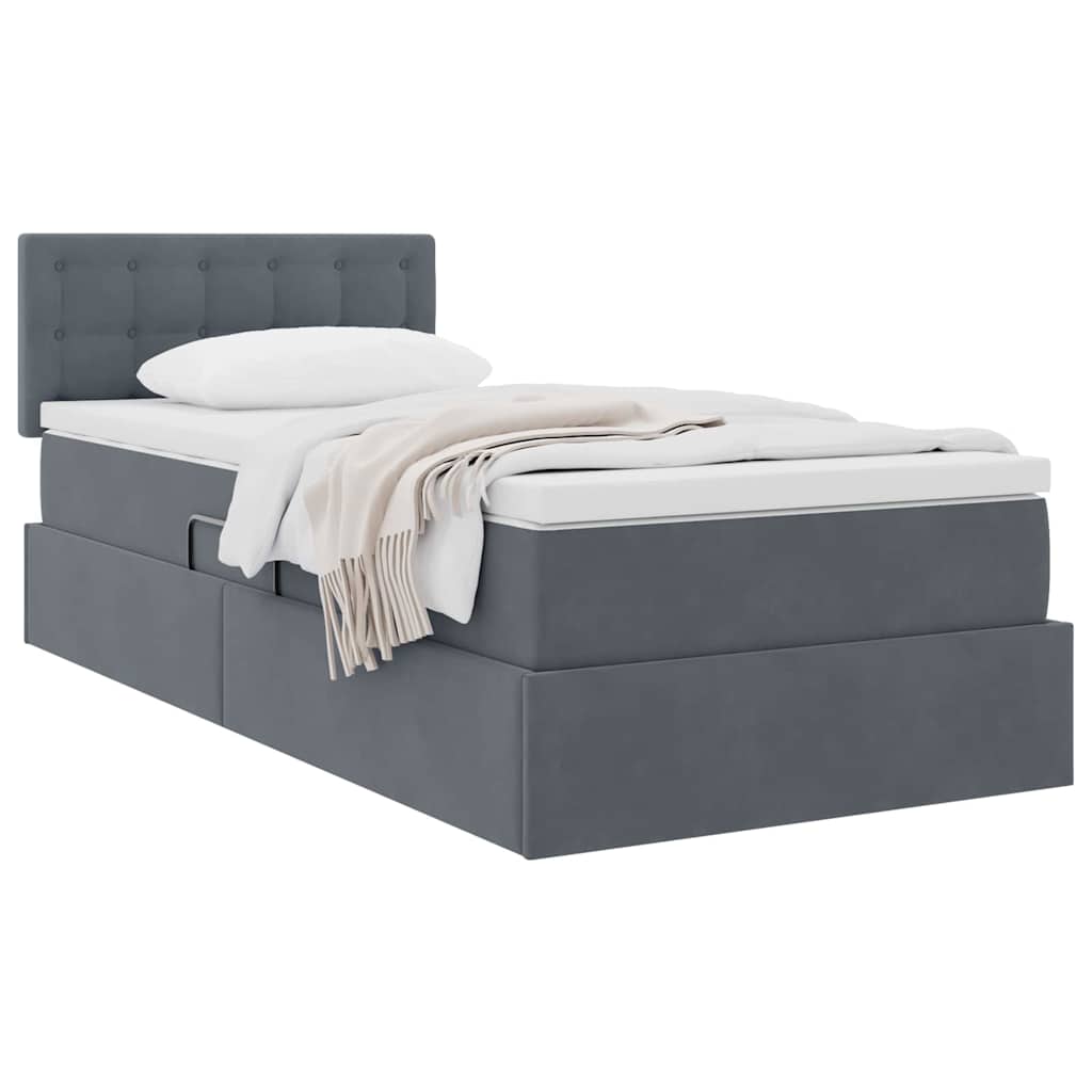 Lit de Rangement avec matelas Gris foncé 90 x 200 cm Velours - XIOS