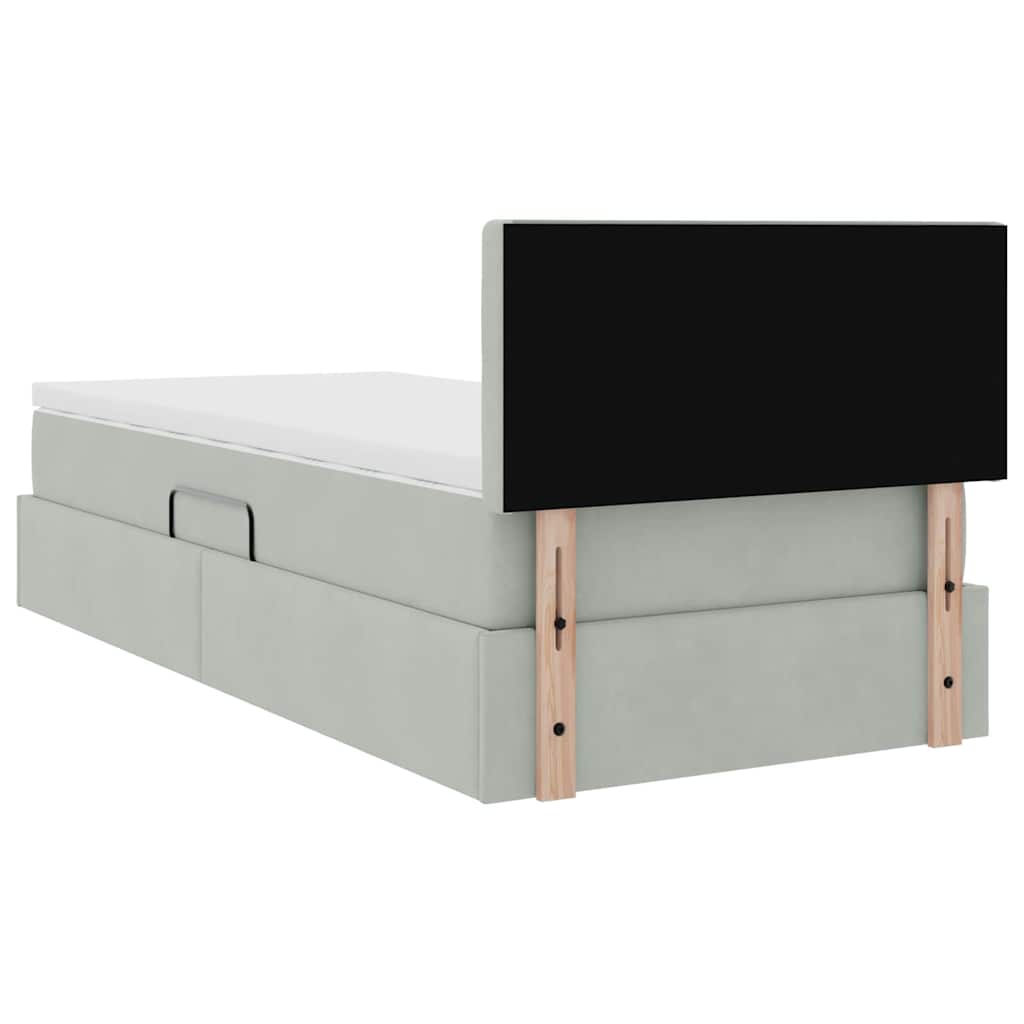 Lit de Rangement avec matelas Gris clair 100 x 200 cm Velours - XIOS