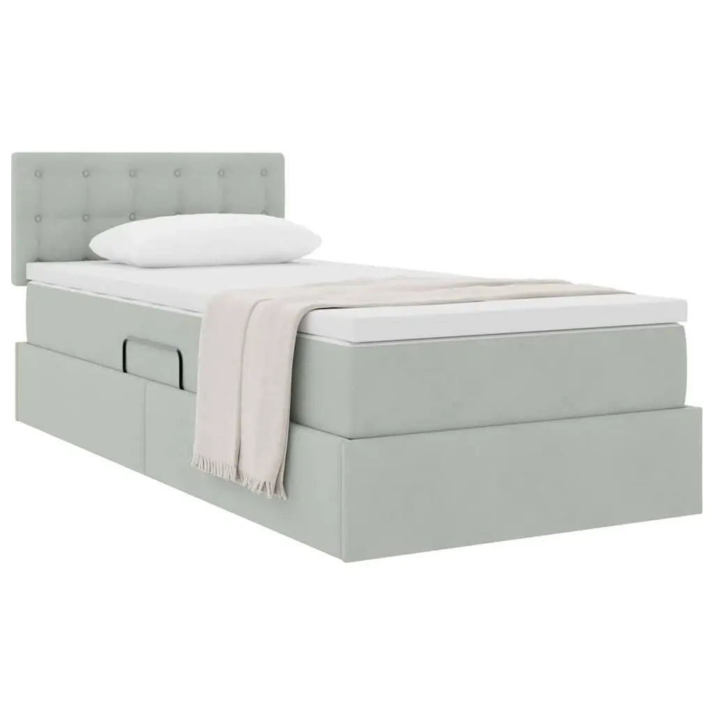 Lit de Rangement Gris clair 100 x 200 cm Velours - XIOS