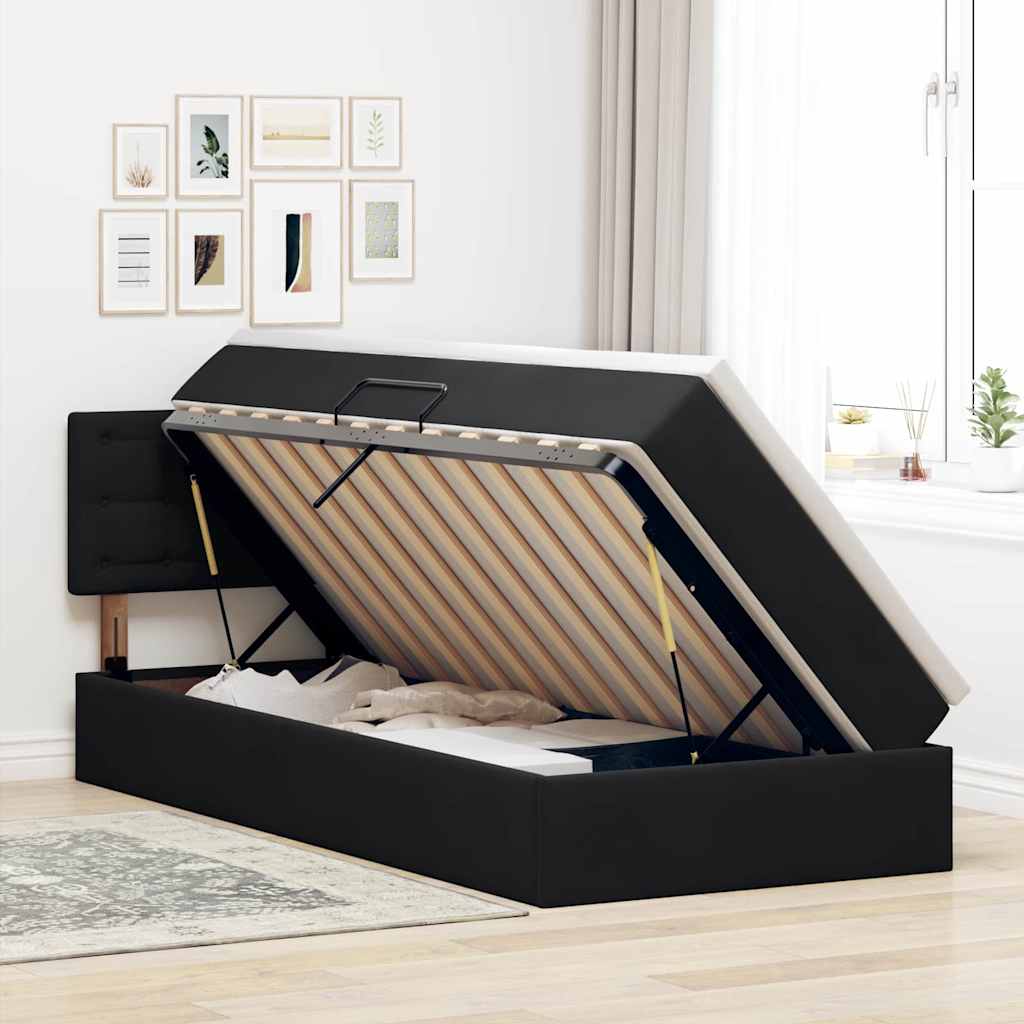 Lit de Rangement avec matelas Noir 100 x 200 cm Velours - XIOS