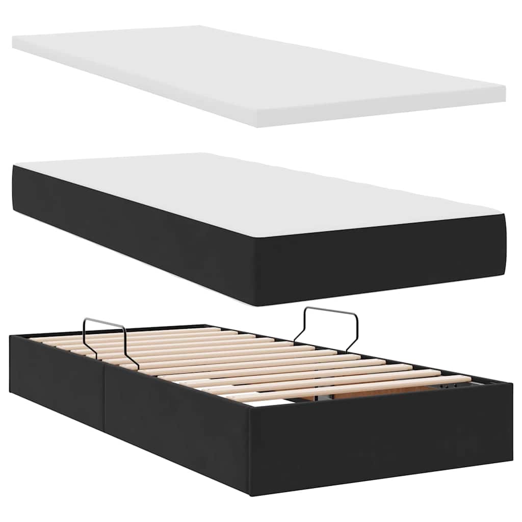 Lit de Rangement avec matelas Noir 100 x 200 cm Velours - XIOS