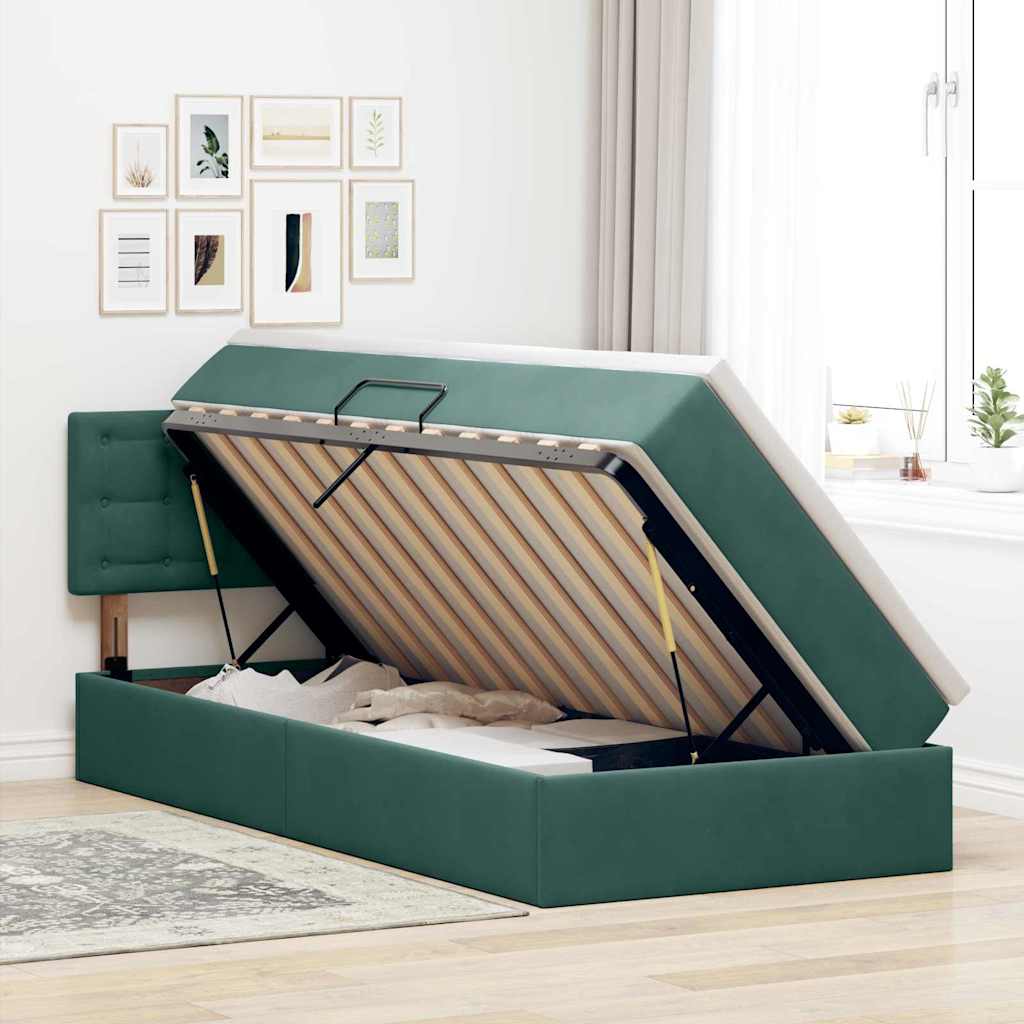 Lit de Rangement avec matelas Vert foncé 100 x 200 cm Velours - XIOS