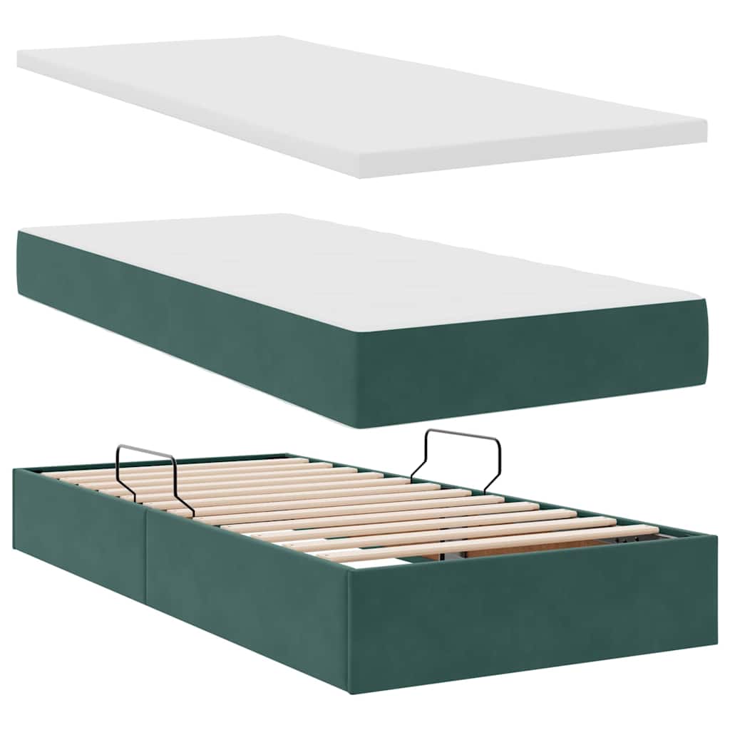Lit de Rangement avec matelas Vert foncé 100 x 200 cm Velours - XIOS