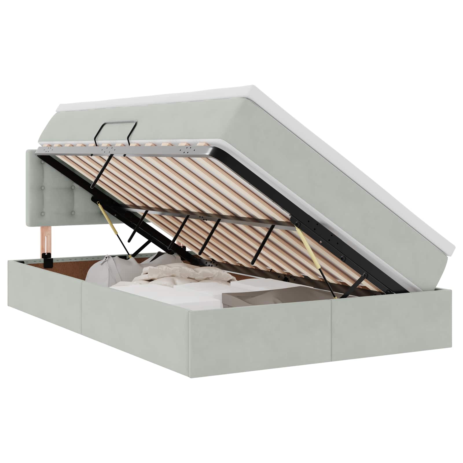 Lit de Rangement avec matelas Gris clair 120 x 190 cm Velours - XIOS