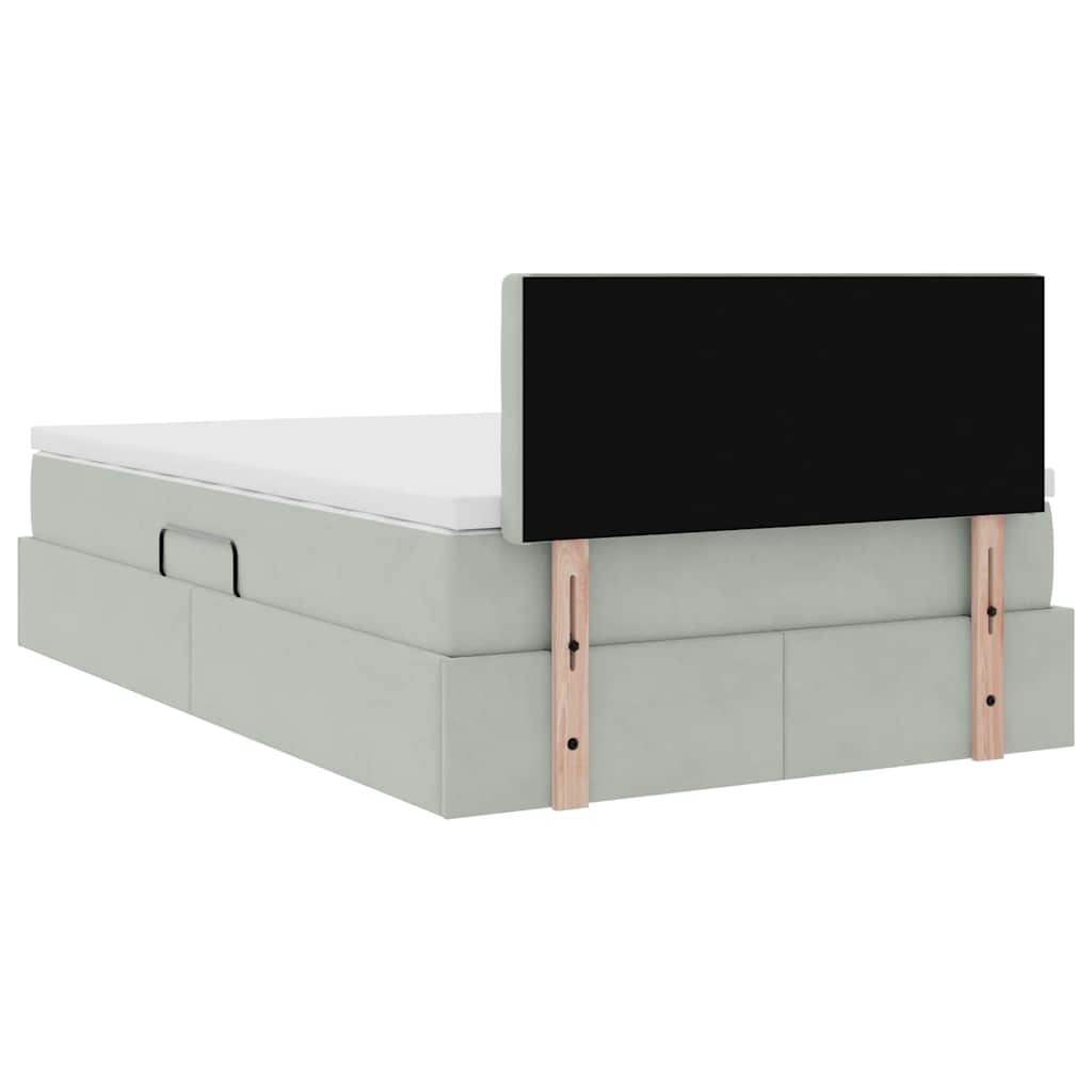 Lit de Rangement avec matelas Gris clair 120 x 200 cm Velours - XIOS