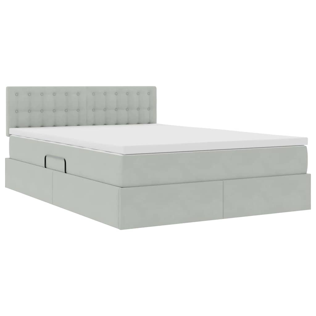 Lit de Rangement avec matelas Gris clair 140 x 200 cm Velours - XIOS