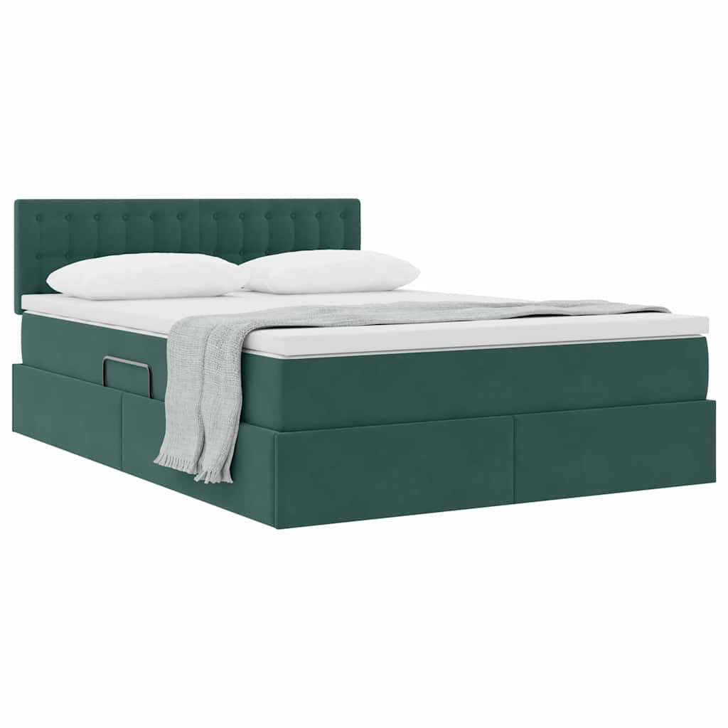 Lit de Rangement avec matelas Vert foncé 140 x 200 cm Velours - XIOS