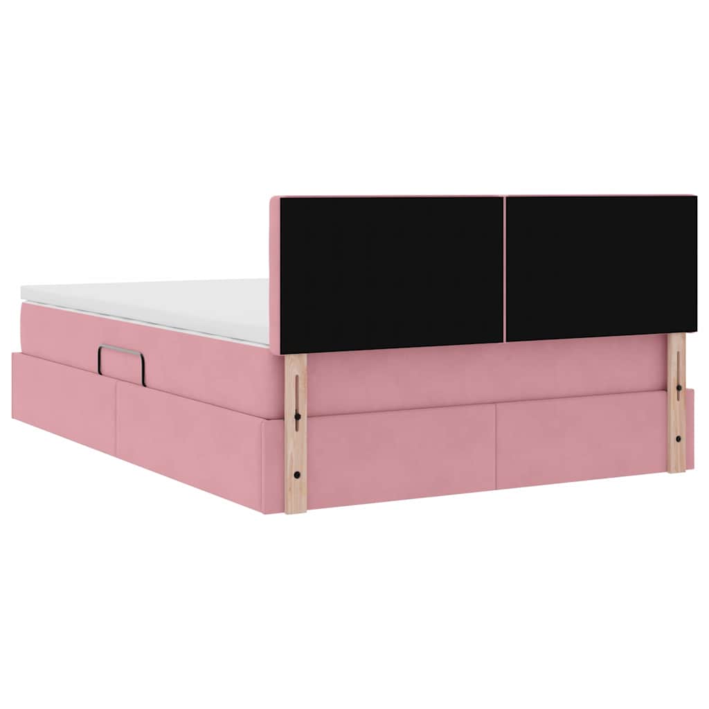 Lit de Rangement avec matelas Rose 140 x 200 cm Velours - XIOS