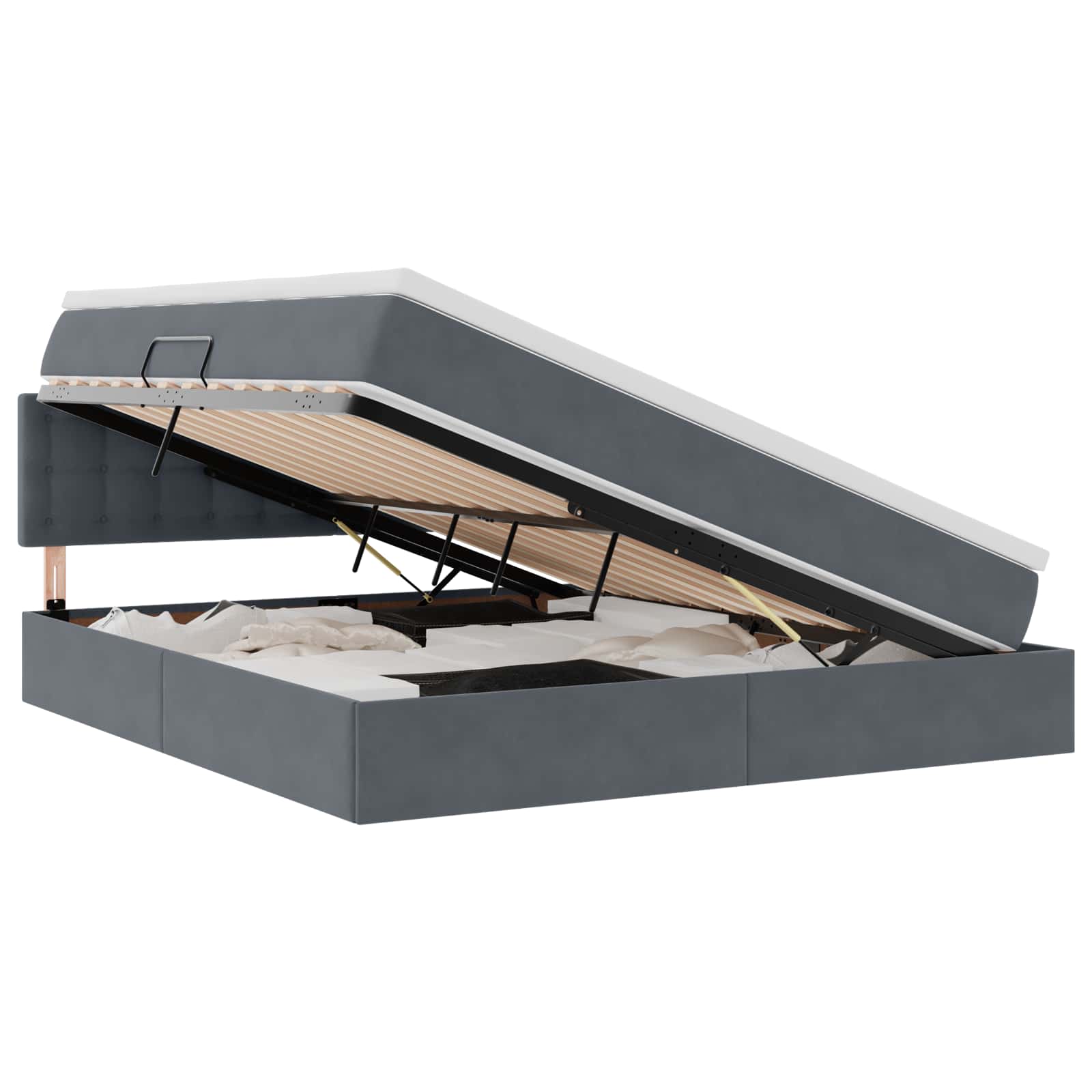 Lit de Rangement avec matelas Gris foncé 160 x 200 cm Velours - XIOS