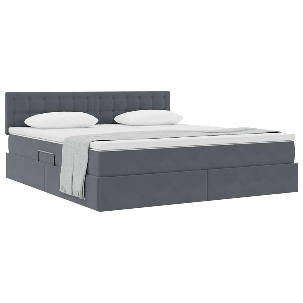 Lit de Rangement avec matelas Gris foncé 160 x 200 cm Velours - XIOS