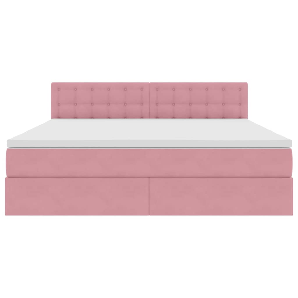 Lit de Rangement avec matelas Rose 160 x 200 cm Velours - XIOS