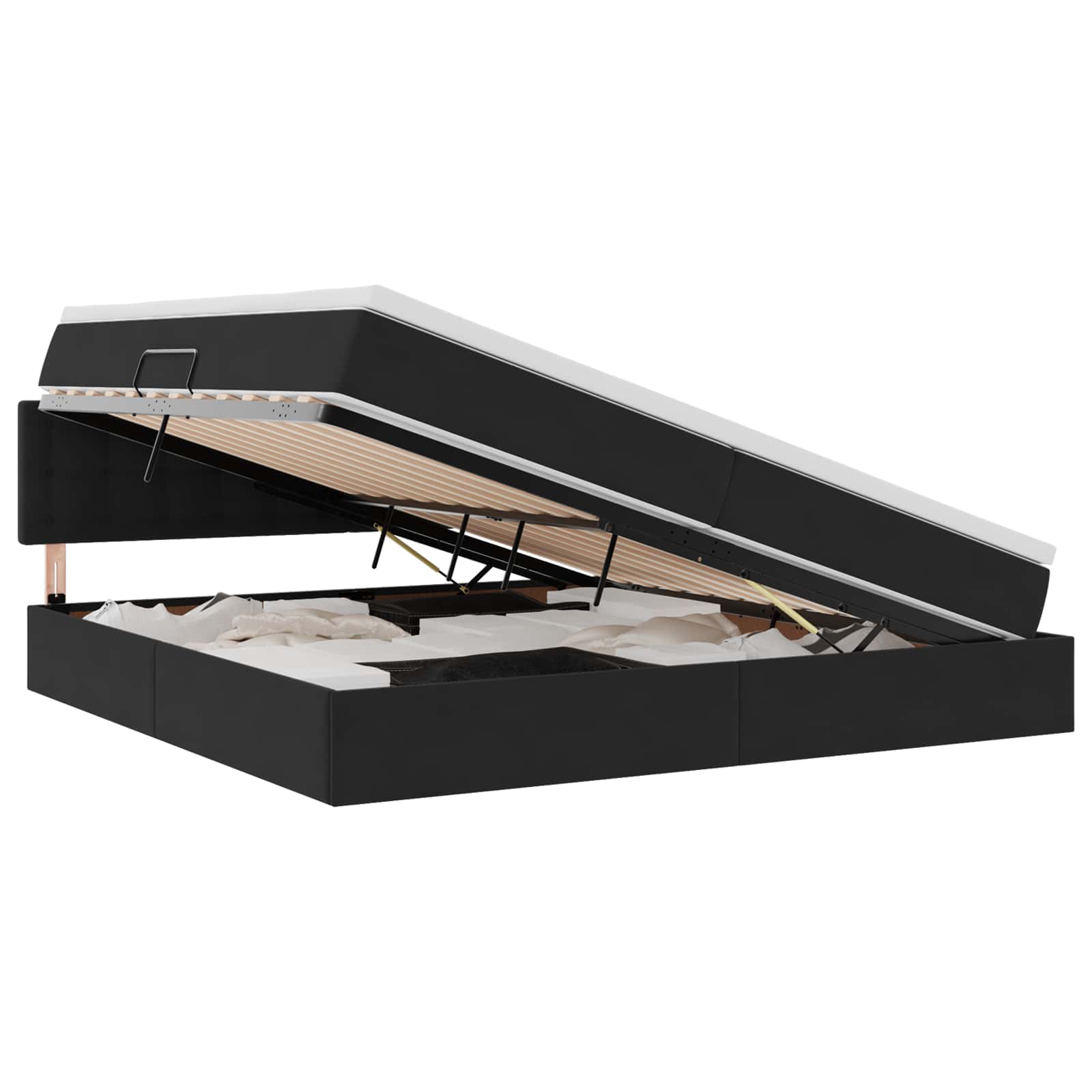 Lit de Rangement avec matelas Noir 200 x 200 cm Velours - XIOS