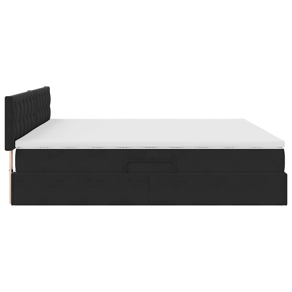 Lit de Rangement avec matelas Noir 200 x 200 cm Velours - XIOS