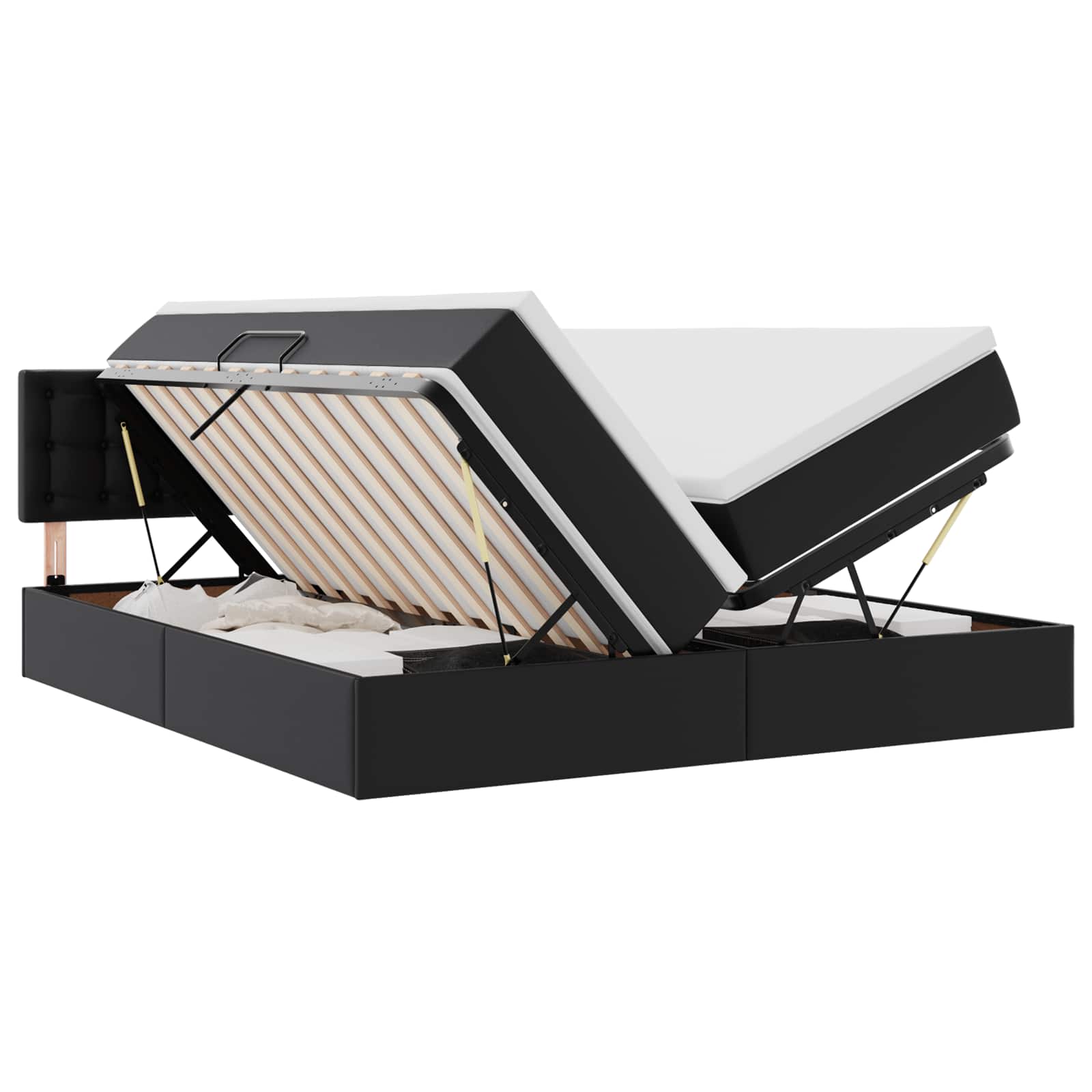 Lit de Rangement Noir 200 x 200 cm Cuir synthétique - XIOS
