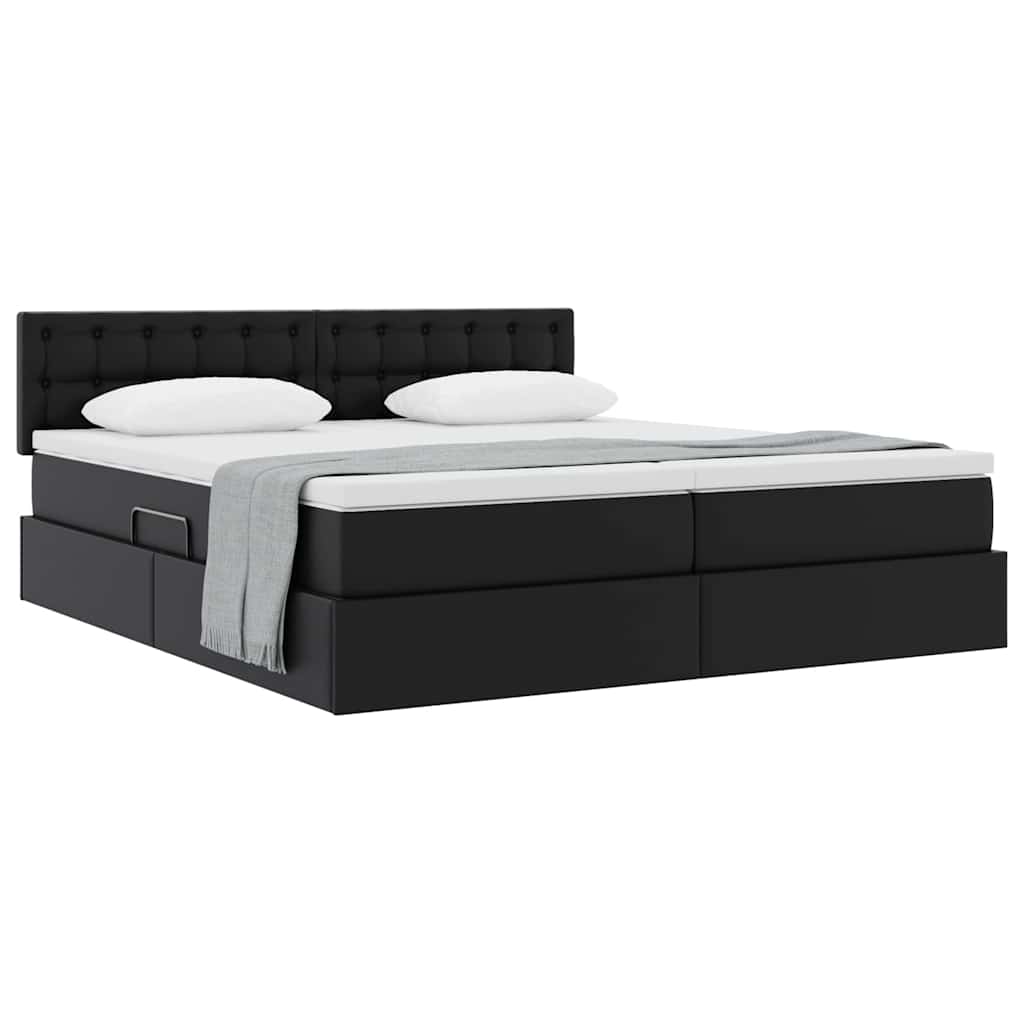 Lit de Rangement Noir 200 x 200 cm Cuir synthétique - XIOS