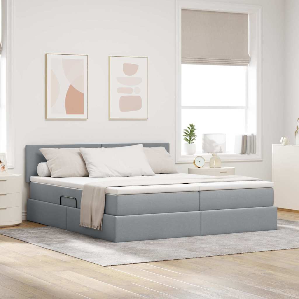 Lit de Rangement Gris clair 180 x 200 cm Cuir synthétique - XIOS