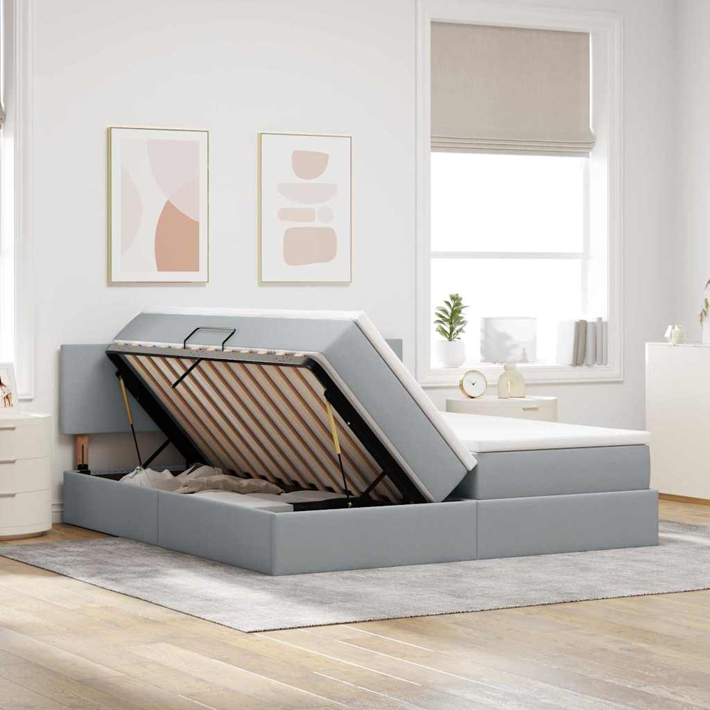 Lit de Rangement Gris clair 200 x 200 cm Cuir synthétique - XIOS