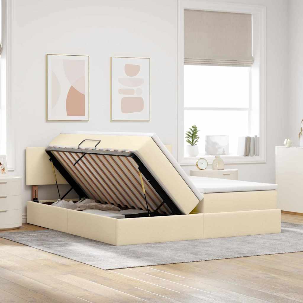 Lit de Rangement Crème 200 x 200 cm Cuir synthétique - XIOS