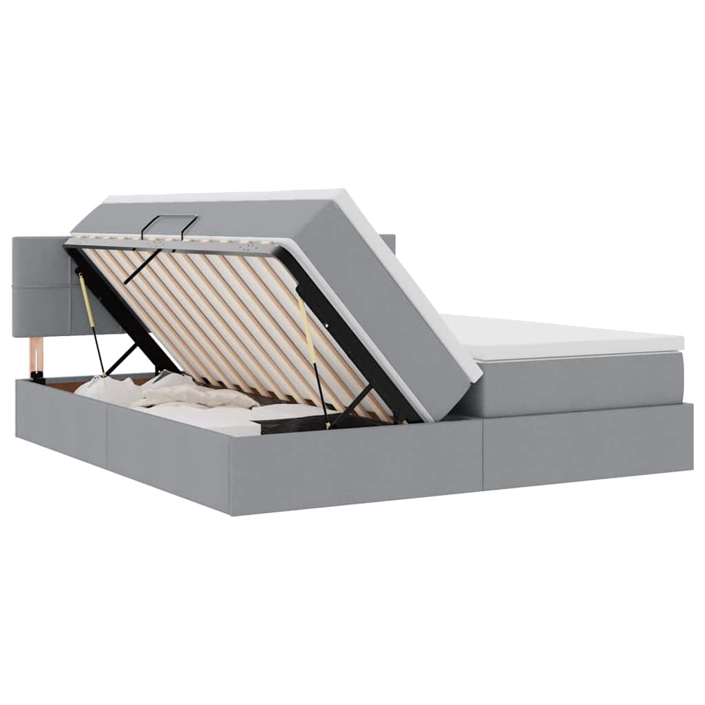 Lit de Rangement Gris clair 200 x 200 cm Cuir synthétique - XIOS