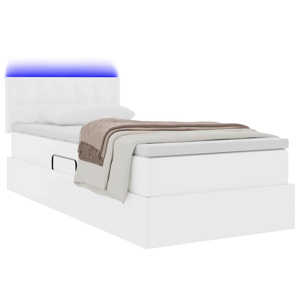 Lit avec rangement et LED avec matelas Blanc pur 90 x 190 cm - XIOS