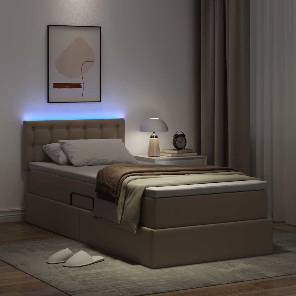 Lit avec rangement et LED avec matelas Cappuccino 90 x 190 cm - XIOS