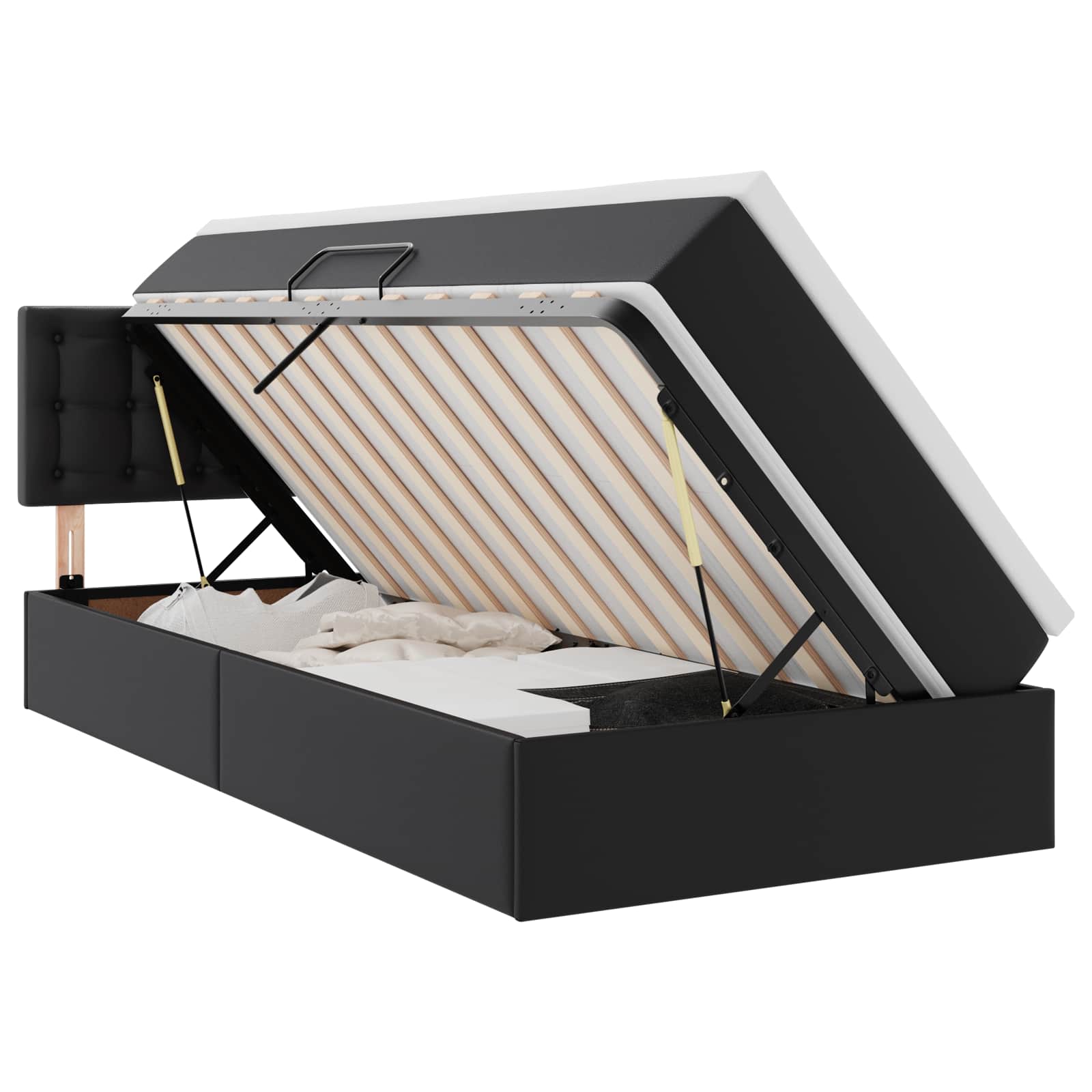 Lit avec rangement et LED Noir 90 x 200 cm Cuir synthétique - XIOS