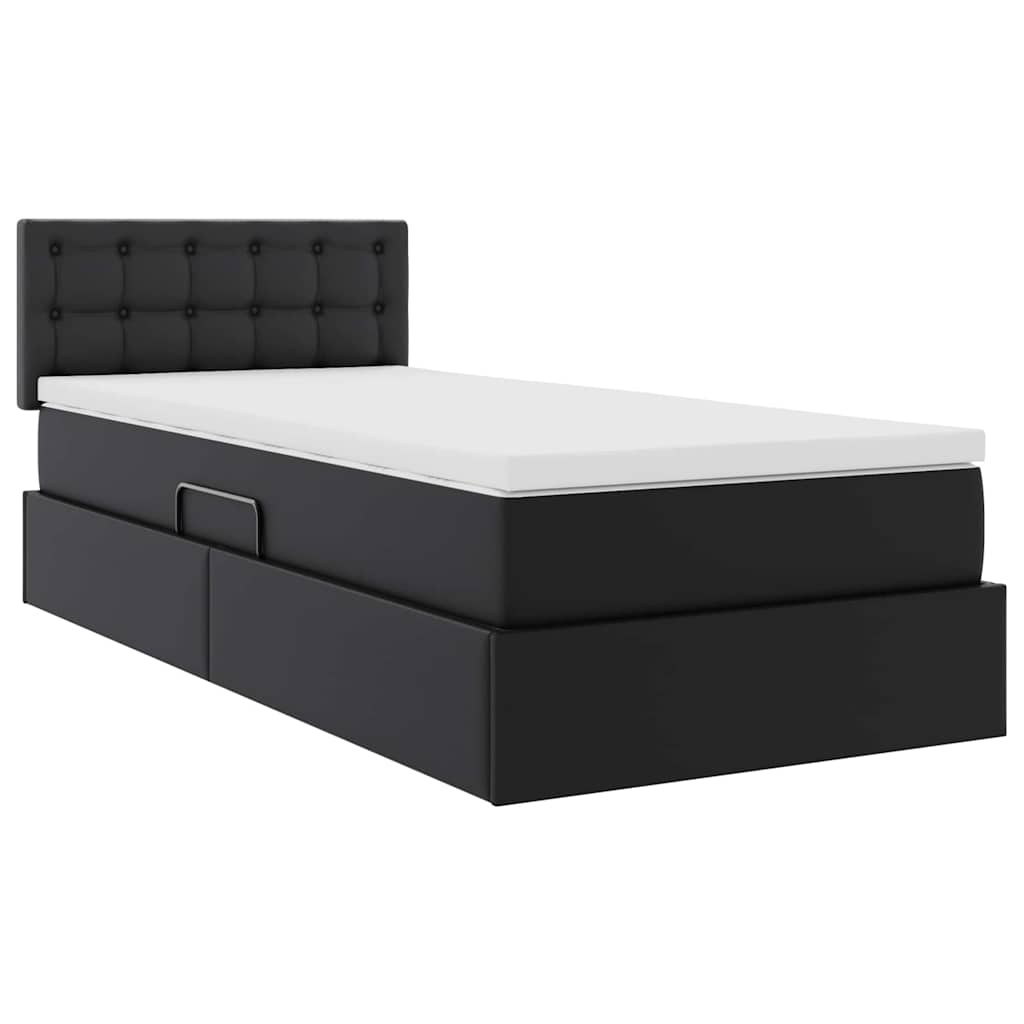 Lit avec rangement et LED Noir 90 x 200 cm Cuir synthétique - XIOS