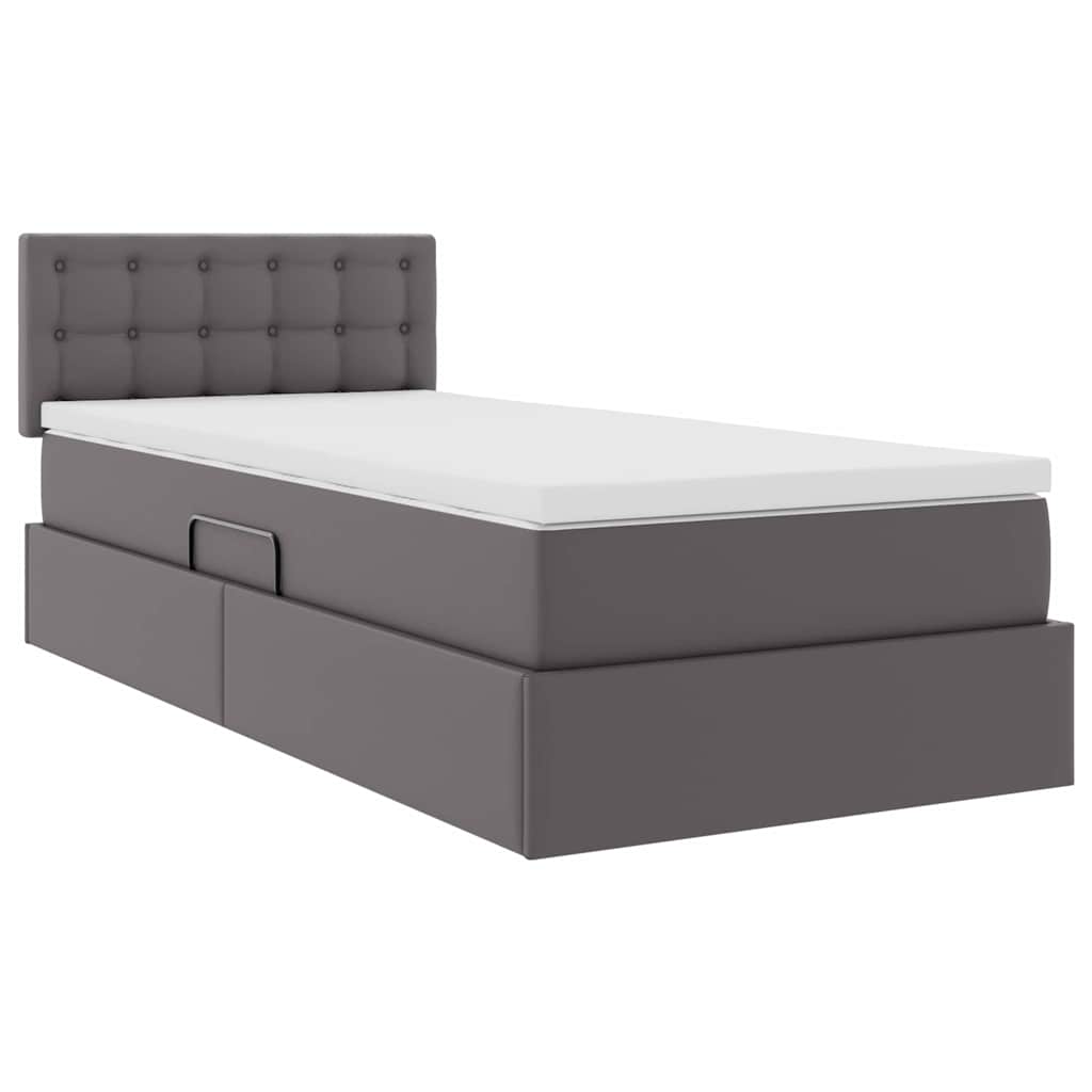 Lit avec rangement et LED Gris 100 x 200 cm Cuir synthétique - XIOS