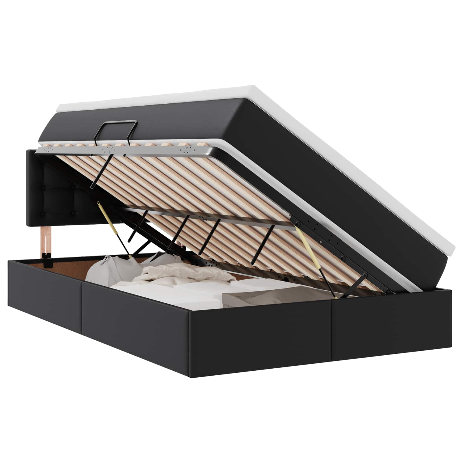 Lit avec rangement et LED Noir 120 x 190 cm Cuir synthétique - XIOS