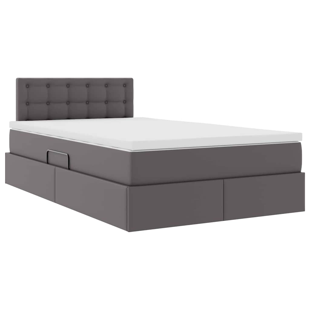 Lit avec rangement et LED Gris 120 x 190 cm Cuir synthétique