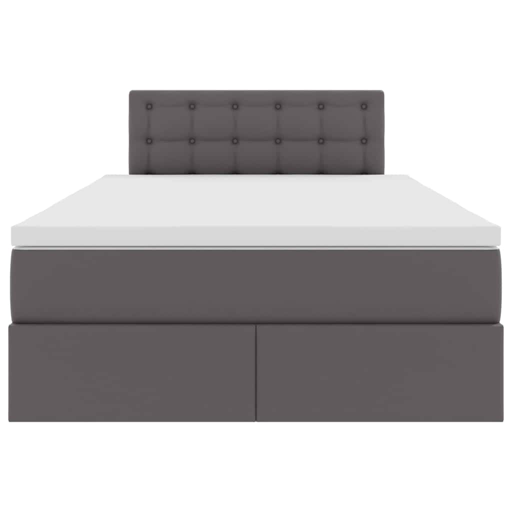 Lit avec rangement et LED Gris 120 x 190 cm Cuir synthétique