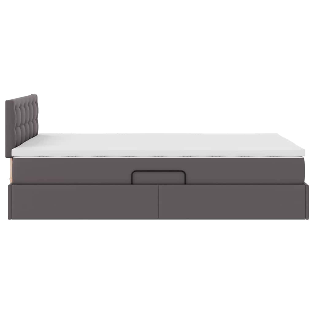 Lit avec rangement et LED Gris 120 x 190 cm Cuir synthétique