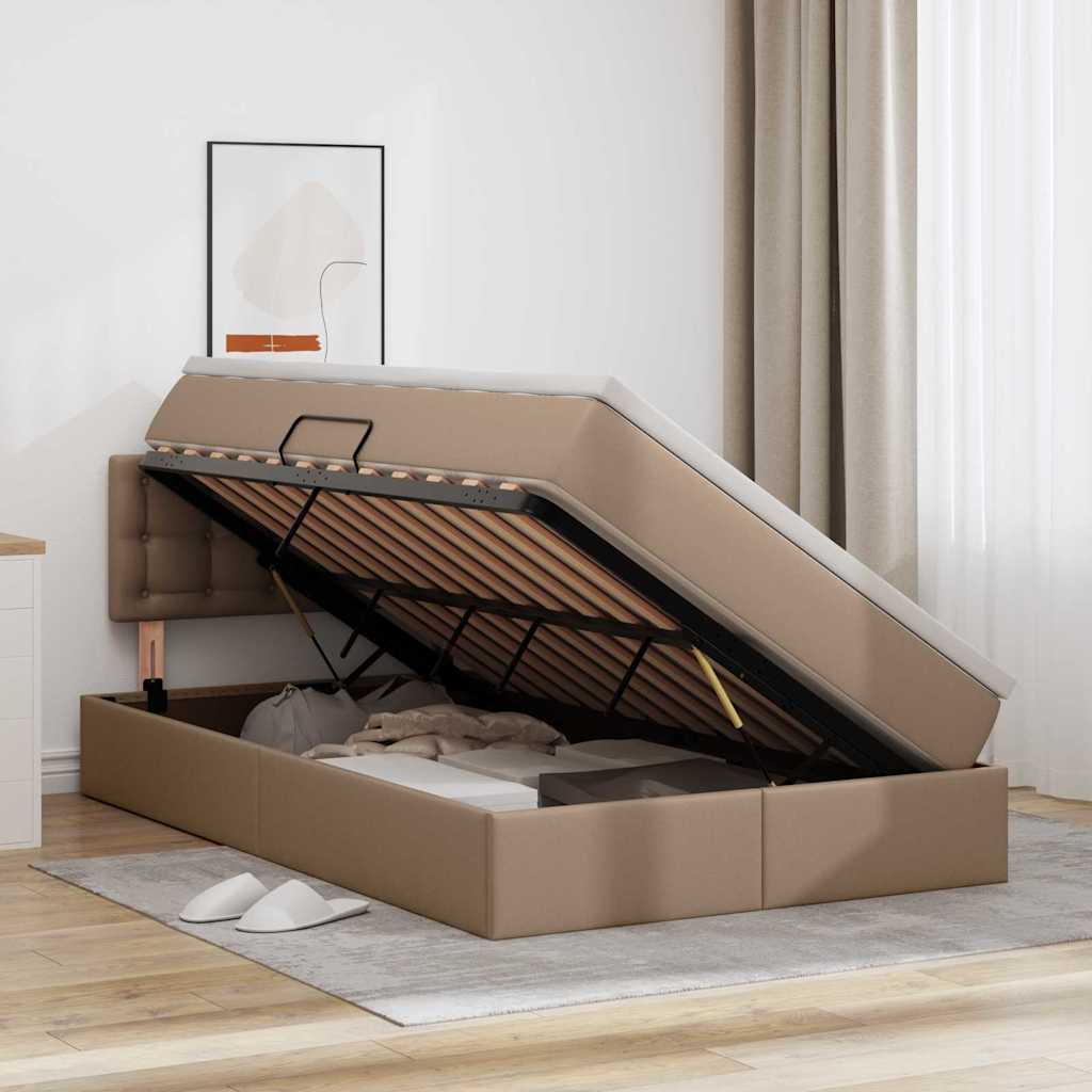 Lit avec rangement et LED avec matelas Cappuccino 120 x 190 cm - XIOS