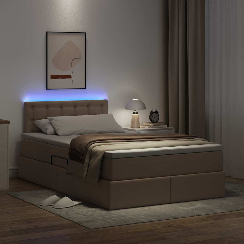 Lit avec rangement et LED avec matelas Cappuccino 120 x 200 cm - XIOS