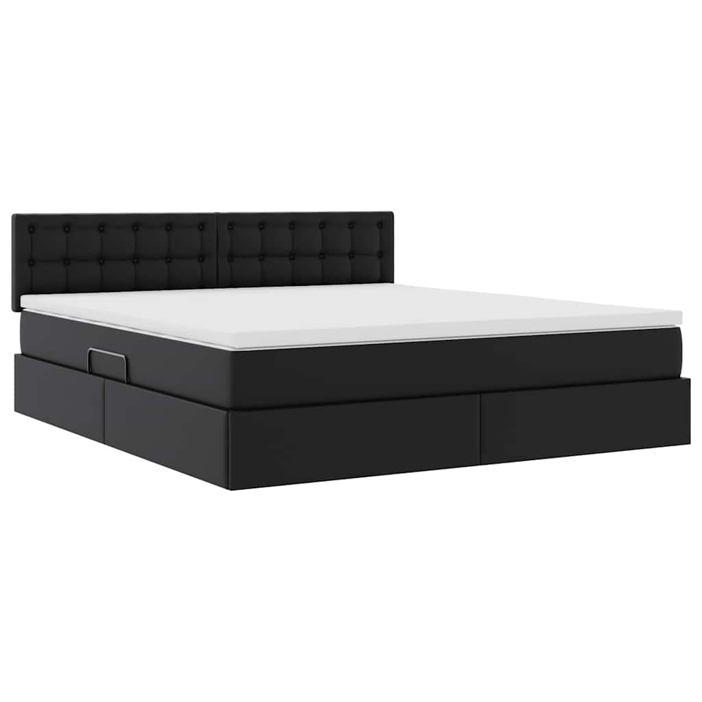 Lit avec rangement et LED Noir 160 x 200 cm Cuir synthétique - XIOS