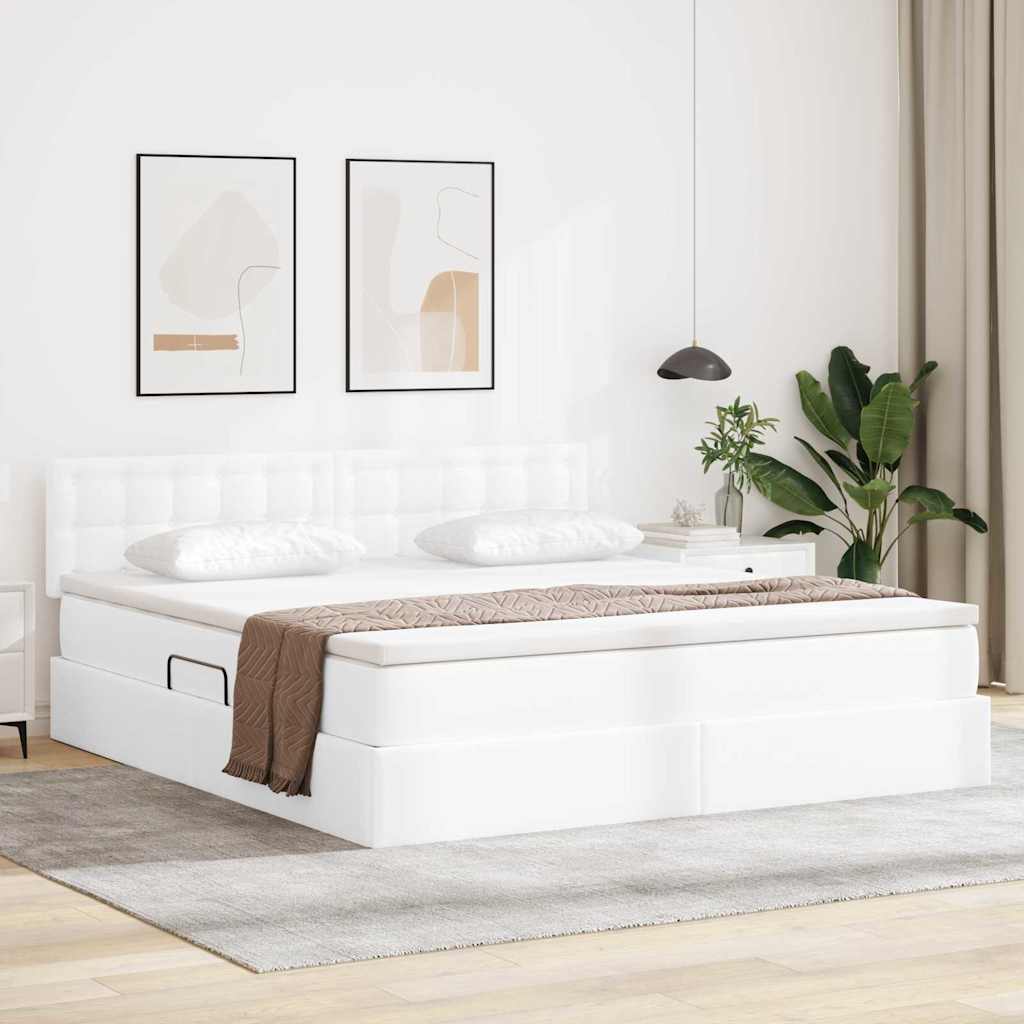 Lit avec rangement et LED avec matelas Blanc pur 180 x 200 cm - XIOS