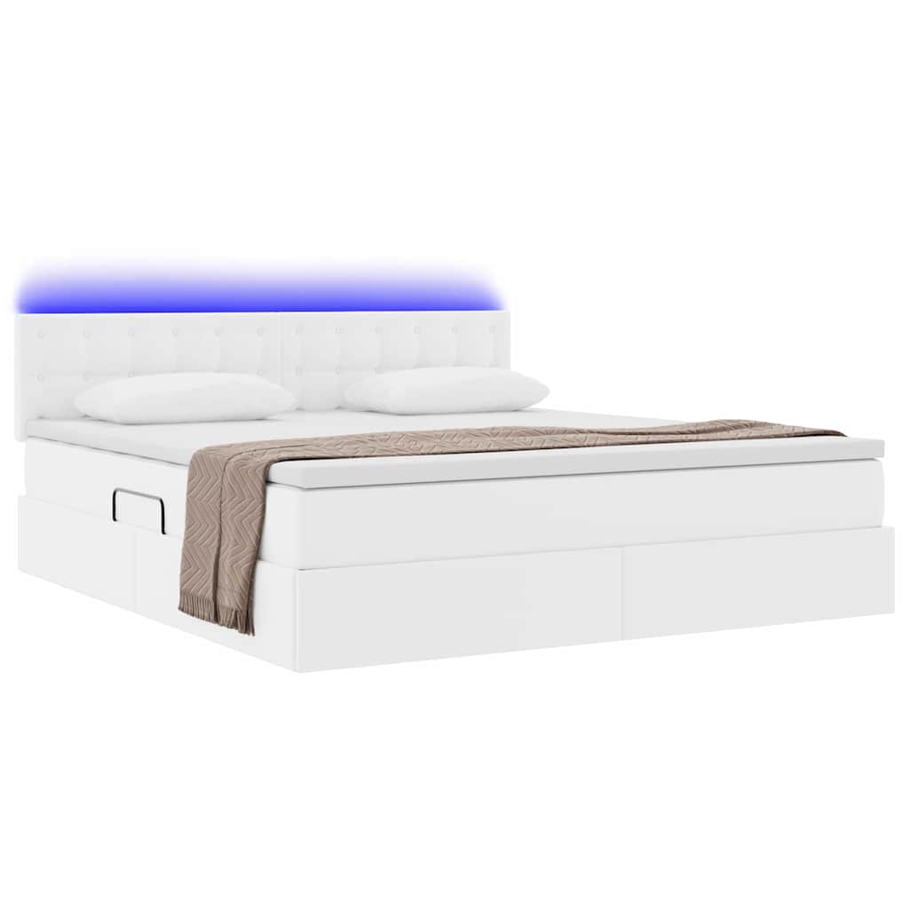Lit avec rangement et LED avec matelas Blanc pur 180 x 200 cm - XIOS