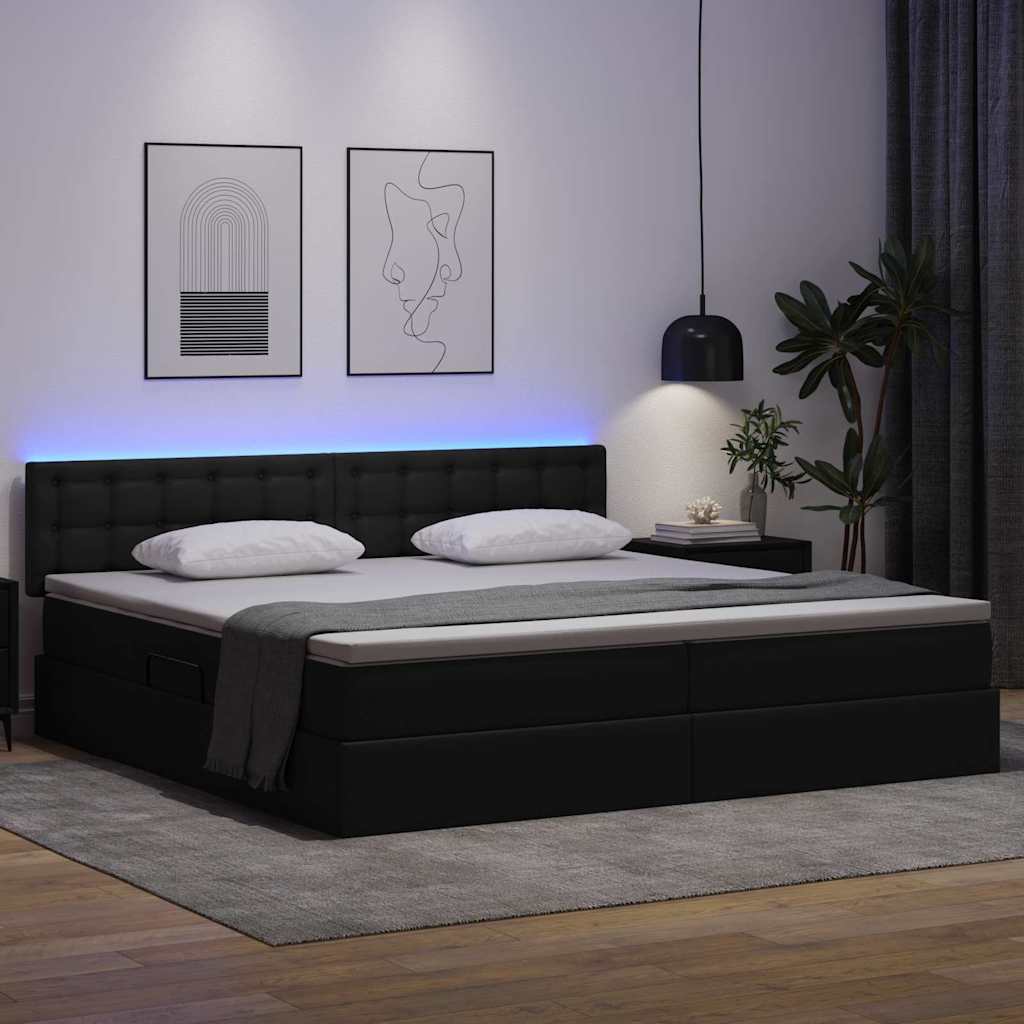 Lit avec rangement et LED avec matelas Gris clair 200 x 200 cm - XIOS