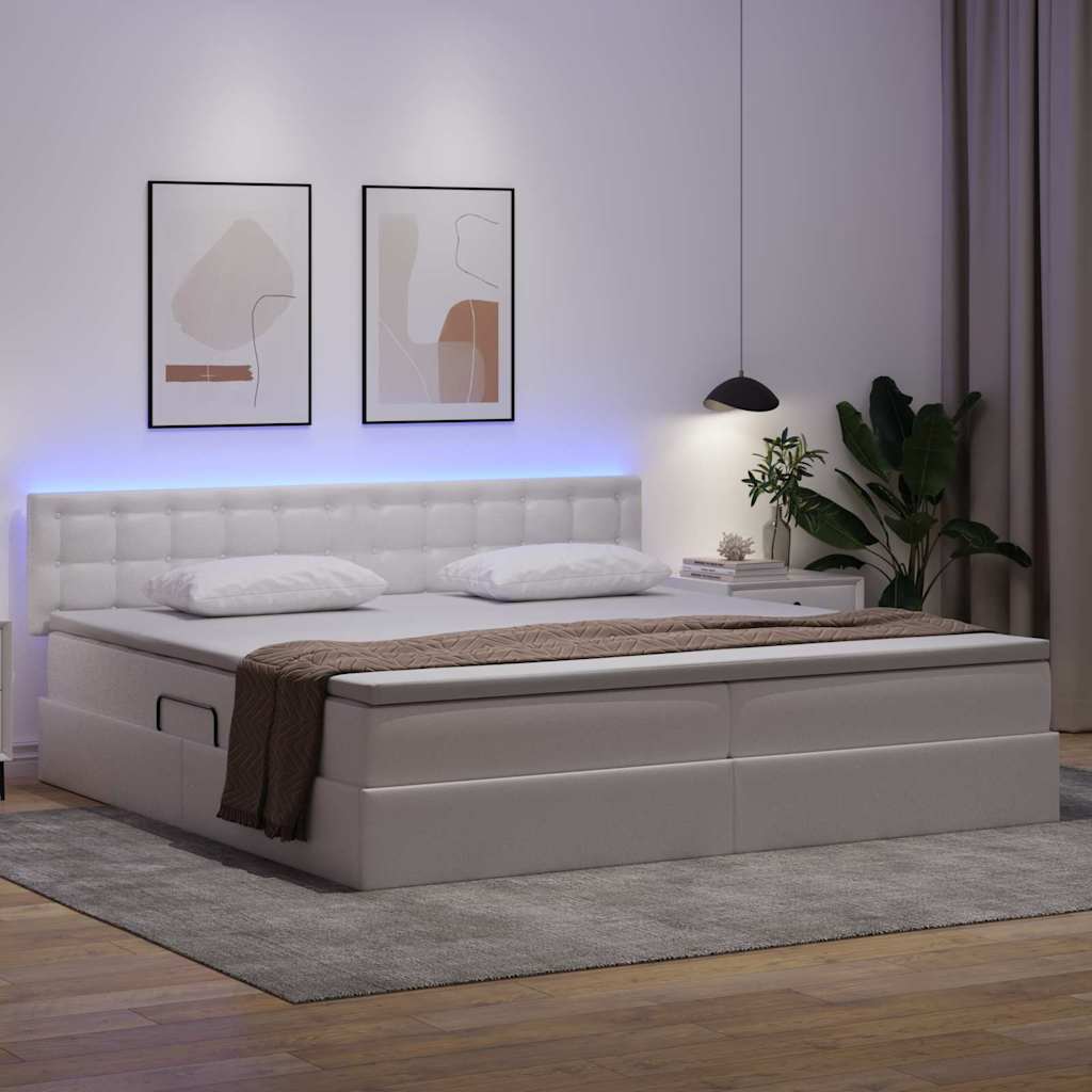 Lit avec rangement et LED avec matelas Gris clair 200 x 200 cm - XIOS