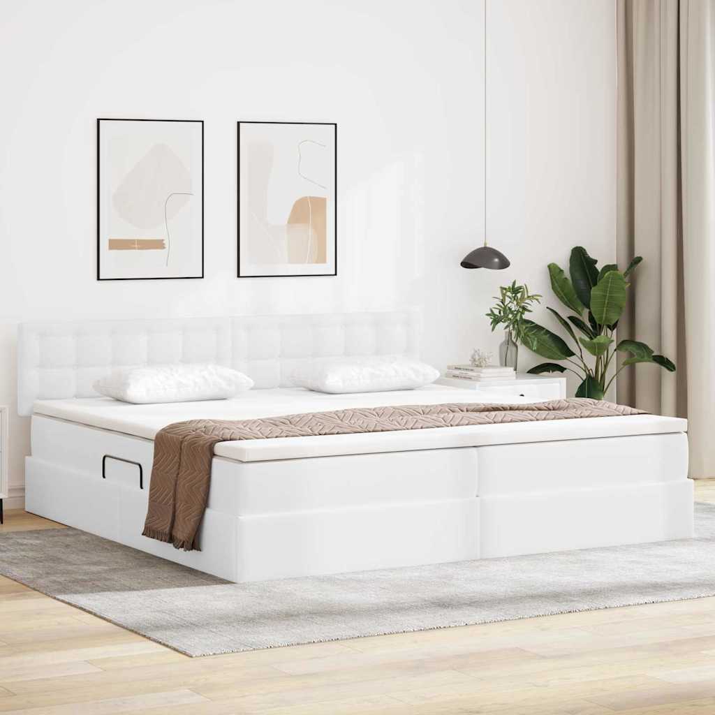 Lit avec rangement et LED avec matelas Gris clair 200 x 200 cm - XIOS