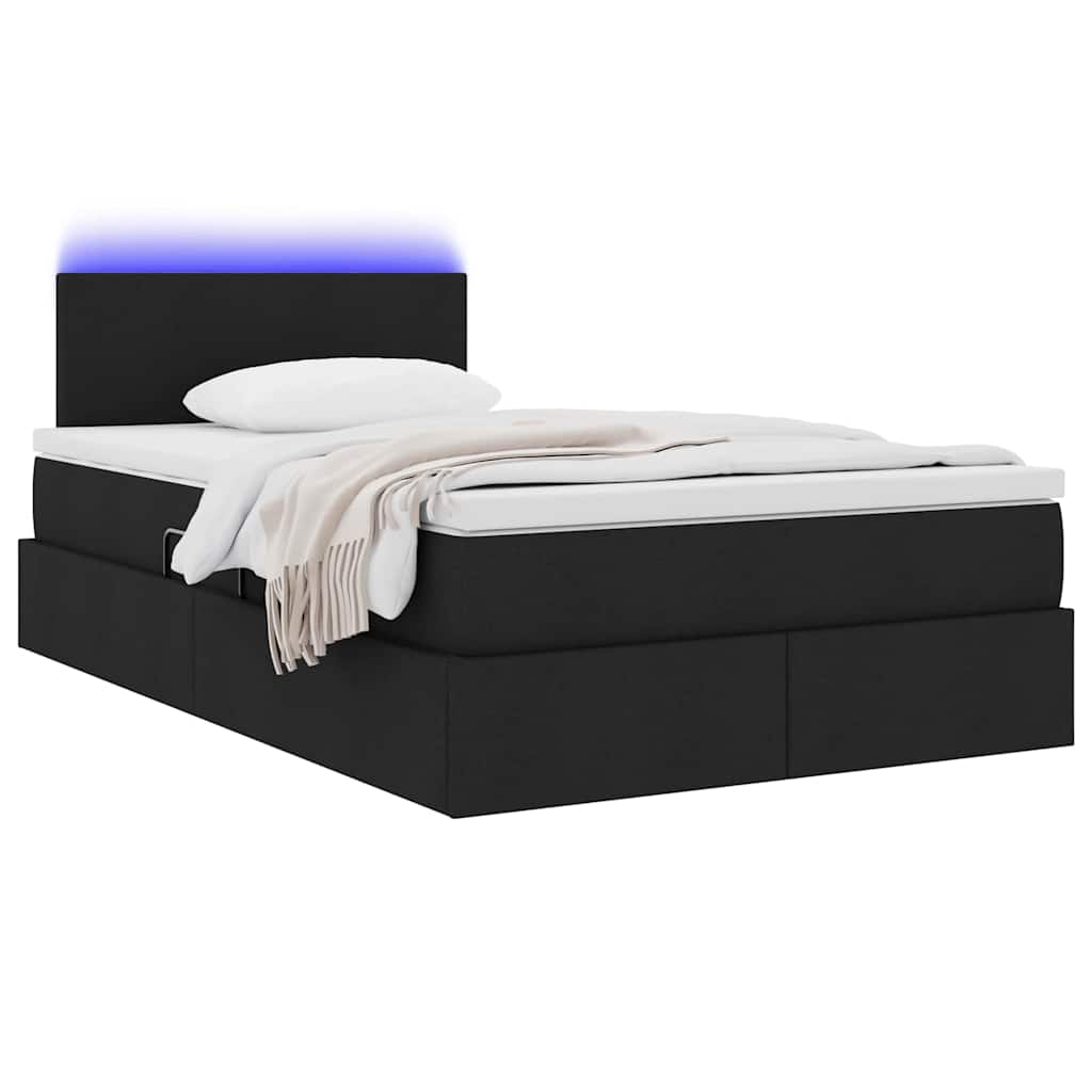 Lit avec rangement et LED Noir 120 x 190 cm Polyester - XIOS