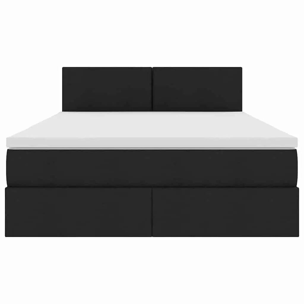 Lit de rangement LED avec matelas Noir 140 x 190 cm Tissu - XIOS