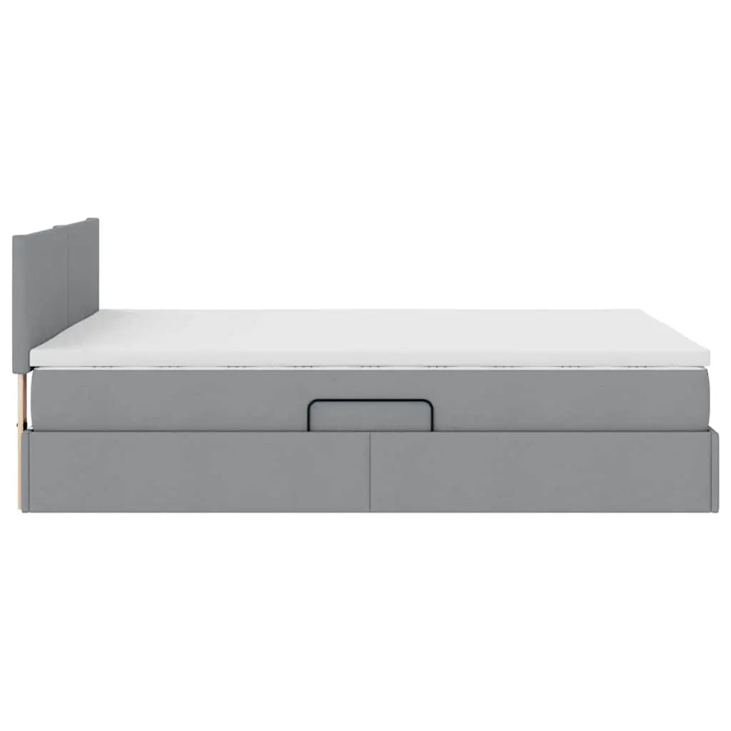 Lit de rangement LED avec matelas Gris clair 140 x 200 cm Tissu - XIOS