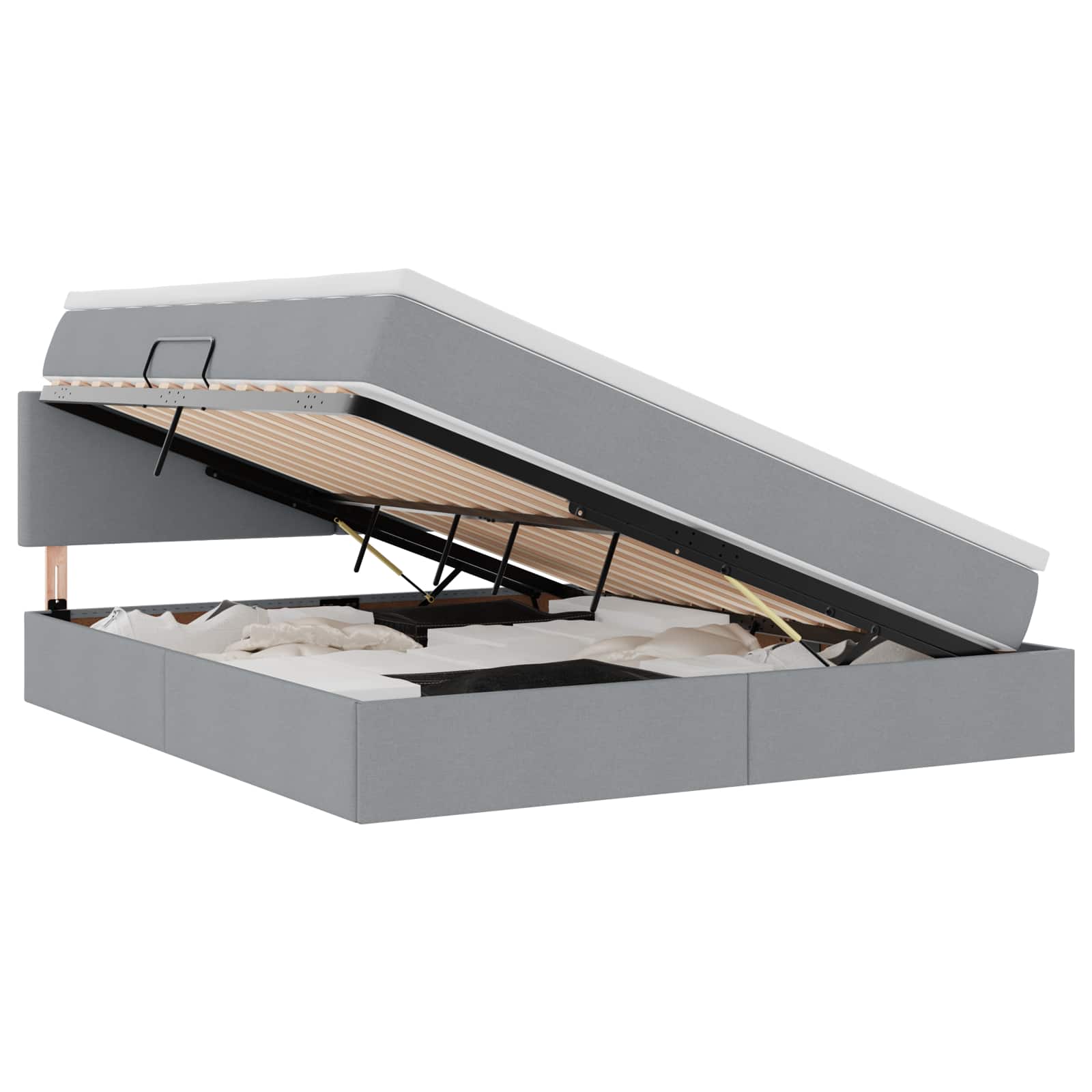 Lit avec rangement et LED Gris clair 160 x 200 cm Polyester - XIOS