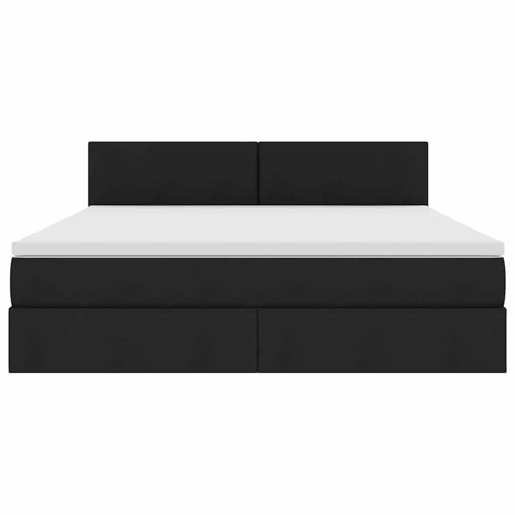 Lit avec rangement et LED avec matelas Noir 180 x 200 cm tissu - XIOS