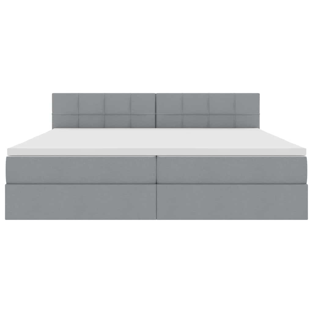 Lit avec rangement et LED Gris clair 200 x 200 cm tissu - XIOS