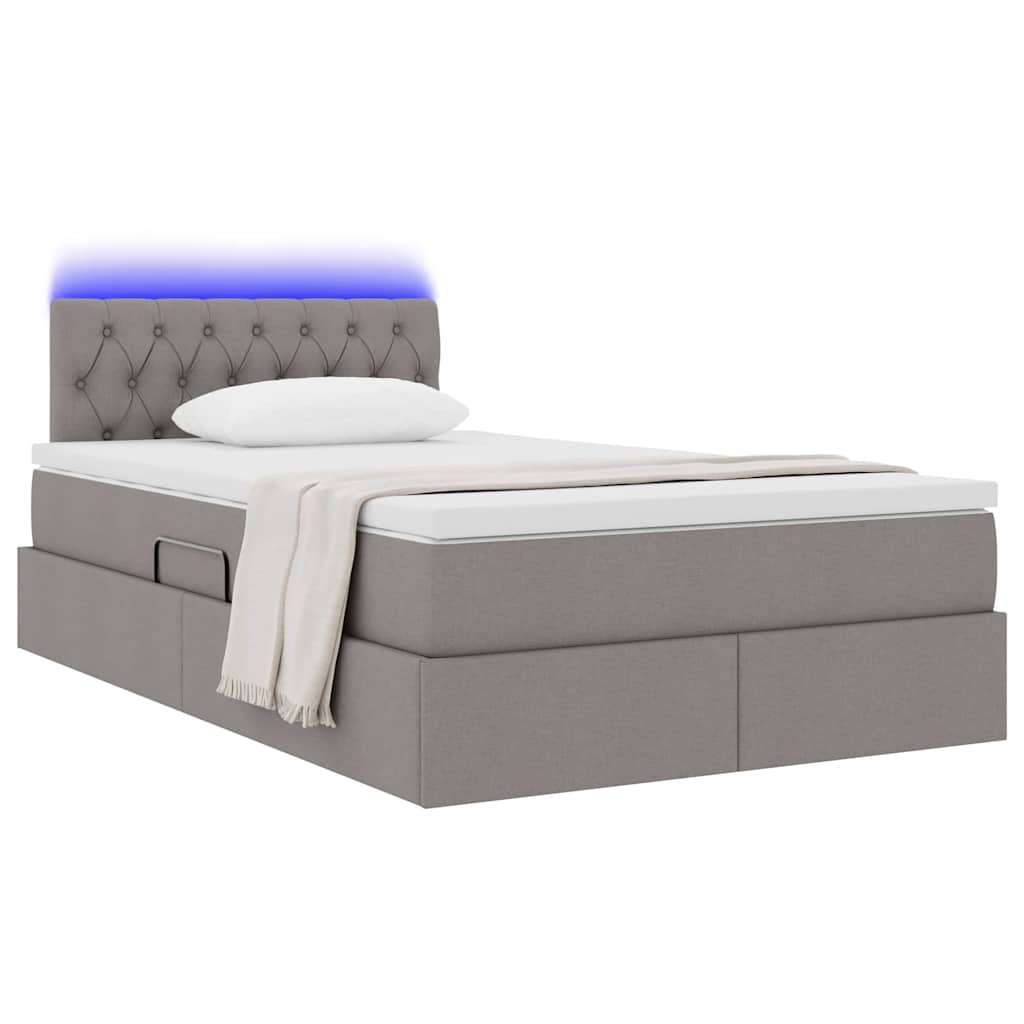 Lit avec rangement et LED Taupe 120 x 190 cm Polyester - XIOS