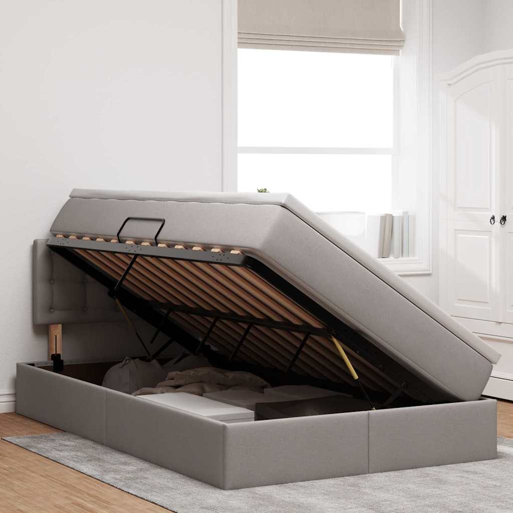 Lit avec rangement et LED Taupe 120 x 190 cm Polyester - XIOS