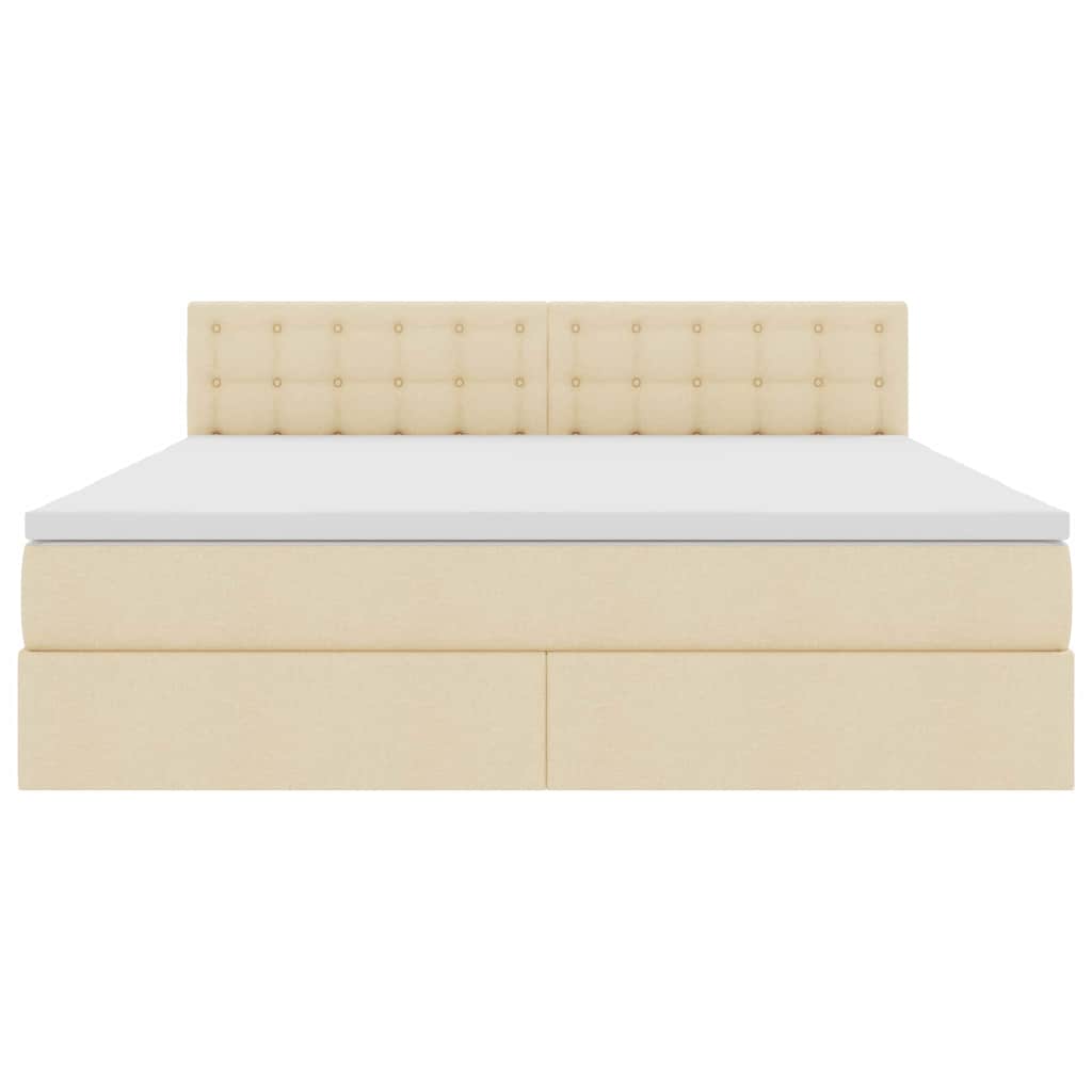 Lit avec rangement et LED avec matelas Crème 160 x 200 cm tissu - XIOS
