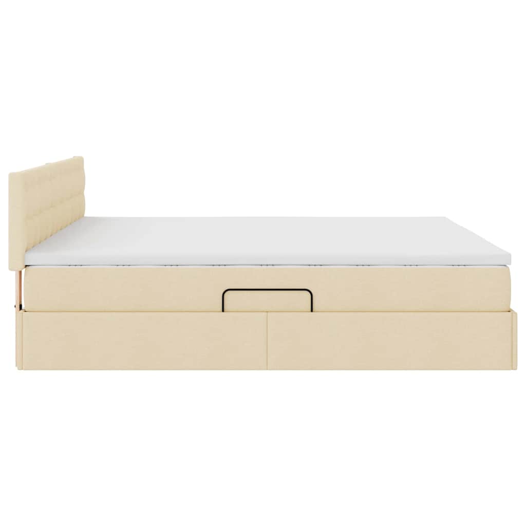 Lit avec rangement et LED avec matelas Crème 160 x 200 cm tissu - XIOS